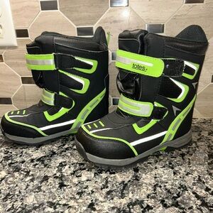 Totes Kids Winter Snow Boots Thinsulate Waterproof Black Green Size 3M
